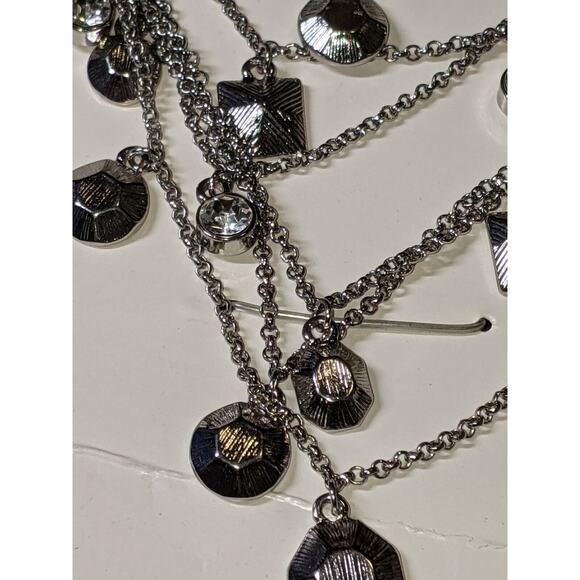 Lia Sophia 7-Strand Silvertone Crystal Beaded Chain Necklace NWT Christmas Gift - Picture 5 of 8